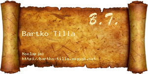 Bartko Tilla névjegykártya